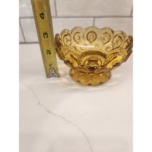 Vintage LE Smith Amber Glass Single Taper Candle Stick Holder Bowl - Picture 10 of 10
